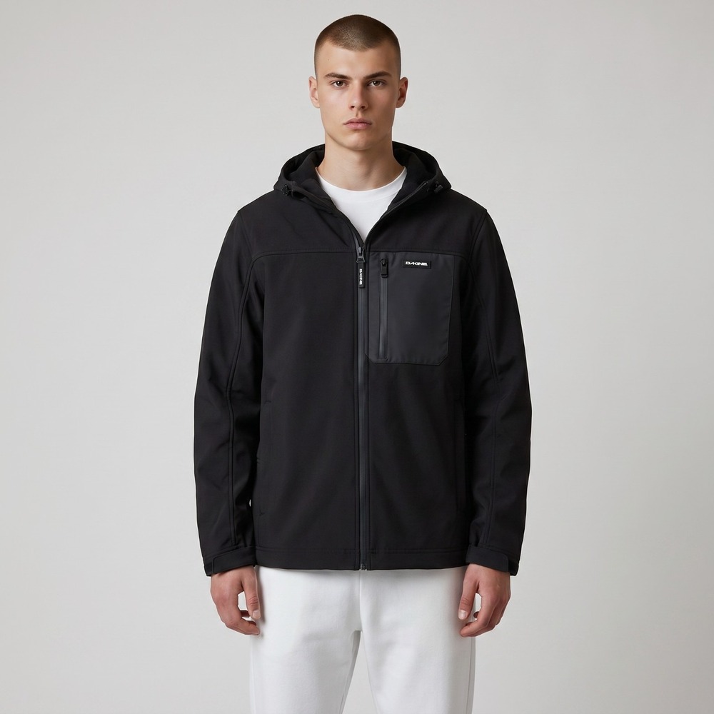 Dakine Mens Bonded Softshell Full Zip Jacket Size M Black Water-resistant Hooded